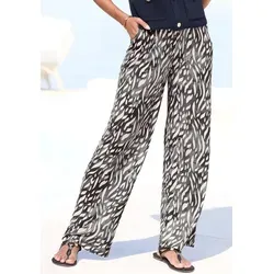 LASCANA Palazzohose in Creme-Graublau, Größe 46 - Stylische Palazzohose von Lascana mit einzigartigem grafischen Alloverprint. Breiter Gummizugbund und praktische seitliche Taschen sorgen für Komfort und eine lockere Passform.