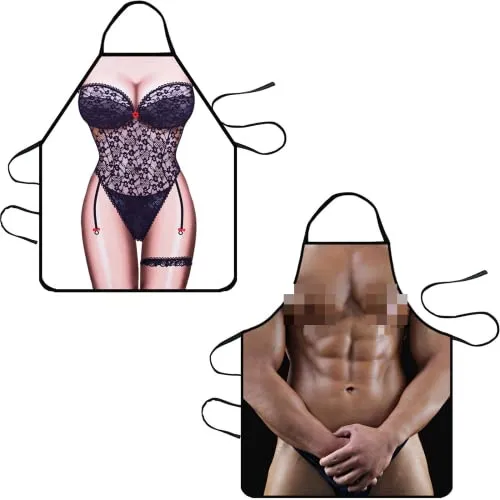 Yuknees Kochschürze Lustige Schürze Küchenschürze Grillschürze für Männer Frauen Lustig Kochschürzen Personalisiert Schürzen Geschenke für Herren Frauen Papa Opa Erwachsene (Geschenk für Paare)