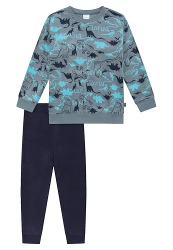 Schiesser Jungen Schlafanzug Set Pyjama - Gemütlicher Frottee-Fleece-Mix - Schlafanzüge für Jungen, ideal für kalte Nächte, mit Baustellen-Fahrzeug-Muster und bequemen Bündchenabschlüssen.