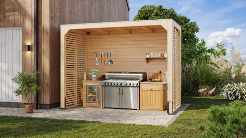 Grillküchenunterstand Holzpavillon Cubus 320x160cm von Karibu