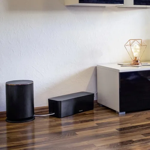 Hama Kabelschelle - Kabel-Box aus Kunststoff in Schwarz, 156 x 40 x 135 mm, ideal zur ordentlichen Kabelführung