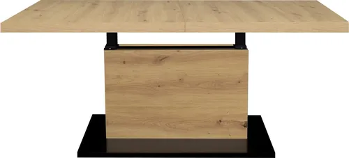 Höhenverstellbarer Couchtisch Else 3 in Asteiche - Moderner Wohnzimmertisch mit praktischer Liftfunktion, höhenverstellbar von 56 cm bis 75 cm. Ausziehbar von 120 cm auf 160 cm. Pflegeleichte Oberflächen und robustes Design für den täglichen Einsatz.