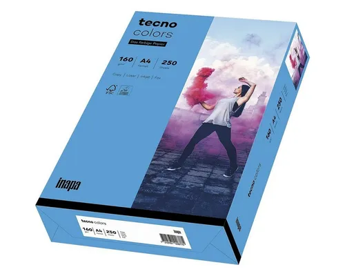 Inapa tecno Druckerpapier Rainbow / tecno Colors, Intensivfarben, Format DIN A4, 160 g/m², 250 Blatt