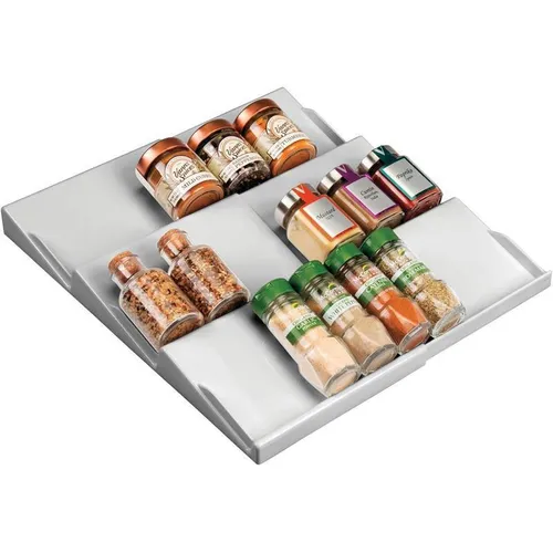 Gewürzhalter ausziehbares Gewürzregal Schubladeneinsatz mDesign grau