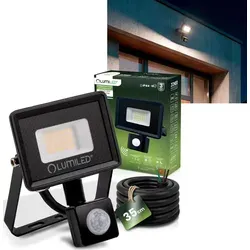 LUMILED LED Strahler mit Bewegungsmelder für Außen 20W 1800lm Neutralweiß 4000K IP44 Spritzwasserdicht LED Fluter Außenstrahler für Garten Gar... - Schwarz