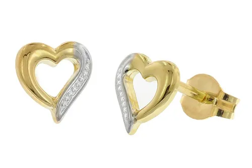 trendor Paar Ohrstecker Damen-Gold 333 / 8K Bicolor -Ø 6 mm