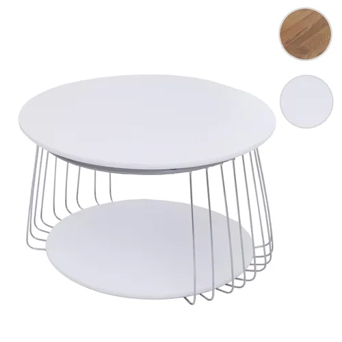 Mendler MCA Couchtisch HWC-P60, runder Beistelltisch mit Ablagefläche, 70cm Durchmesser