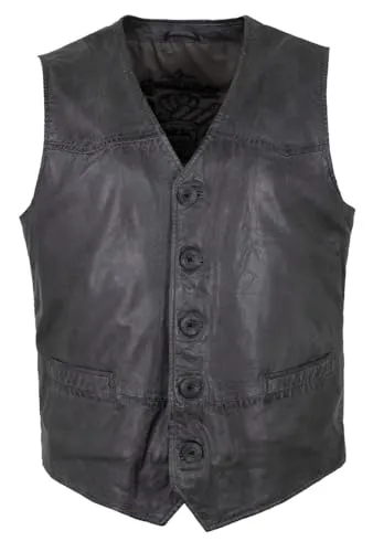 Maddox Herren Lederweste anthrazit-Navy-schwarz Größe 50 - Elegante Maddox Herren Lederweste aus weichem Lammnappa, ideal für festliche Anlässe und die Trachtenmode. Hochwertige Verarbeitung und stilvolles Design für einen besonderen Auftritt.