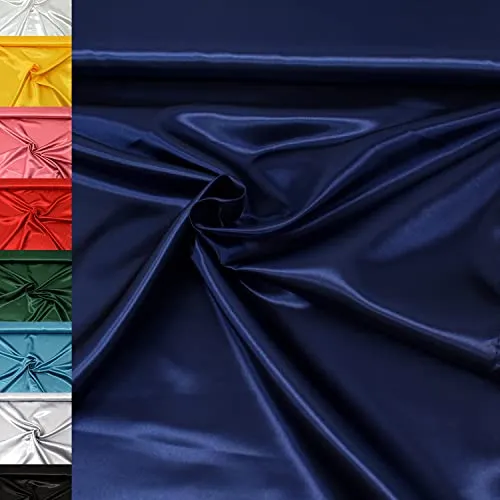 MAGAM-Stoffe 1m Estelle Satin Stoff uni ideal für Kleidung und Deko Meterware (19. Dunkelblau)