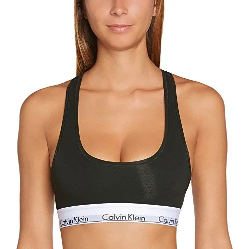 Calvin Klein Damen BH Bralette Unlined Sport, Schwarz (Black), L - Funktionsunterwäsche mit modernem Baumwoll-Dreieck BH, Calvin Klein Logo Band für optimalen Komfort und Unterstützung.