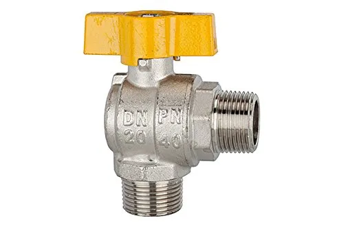 Riegler Kugelhahn Eckform, EN 331, MS vern., AG/AG, R 1, DN 25 - Kugelhahn für Gas und Trinkwasser, ideal für hohe Druckanforderungen bis 40 bar, temperaturbeständig von -15°C bis 100°C, langlebige Messingverarbeitung.