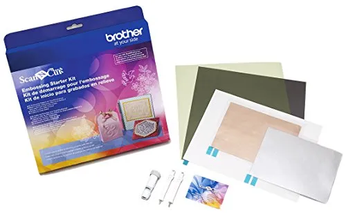 Brother ScanNCut Embossing Starter Kit CAEBSKIT1, Zubehörset mit Matte, Werkzeug, Metallbleche und 50 Prägemuster für DIY Schneidemaschine