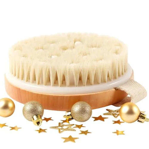 Stephanie Franck Beauty Trockenbürste Körper – Dry Brushing Body Brush aus Naturborsten & Kirschbaumholz für Lymphdrainage, Cellulite Massage & Peeling