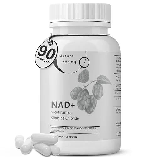 Nature spring® NAD Supplement Nicotinamide Riboside NAD+ 300mg Pro Kapsel - Laborgeprüft in Deutschland - 90 Kapseln für 3 Monate - Hochwertiges Nahrungsergänzungsmittel