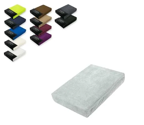 EXKLUSIV HEIMTEXTIL Frottee Spannbettlaken 90 - 100 x 200 cm Silber - Hochwertiges Frottee Spannbettlaken in Silber, atmungsaktiv und pflegeleicht. Mit Rundumgummizug für perfekten Sitz und Steghöhe von 25 cm, ideal für eine optimale Matratzenfixierung.