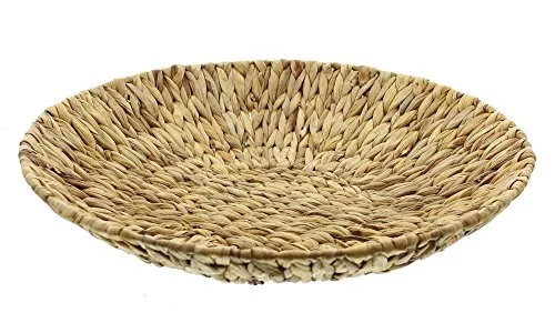 FRANK FLECHTWAREN Große Schale aus Wasserhyazinthe - Flache Deko-Schale aus stabilem Metallrahmen, gefertigt aus natürlicher Wasserhyazinthe. Ideal für stilvolle Wohnakzente mit einem Durchmesser von 50 cm.