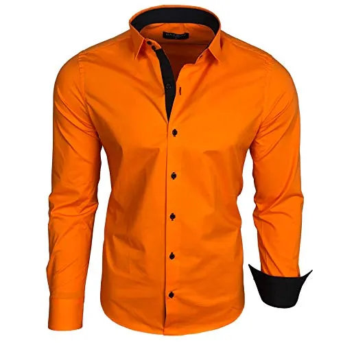 Baxboy Herren-Hemd Langarm B-500 - Orange, Slim-Fit - Herrenhemden in taillierter Form, perfekt für jeden Anlass. Aus atmungsaktivem Stretchgewebe gefertigt, bietet es Komfort und Stil in 17 trendigen Farben.