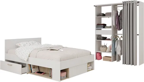Parisot Jugendzimmer-Set Achille 22, 2-teilig - Modernes 2-teiliges Jugendzimmer-Set mit Stauraumbett und Mehrzweckschrank. Ideal für kompakte Räume, verbindet komfortablen Schlafplatz mit praktischer Aufbewahrung.