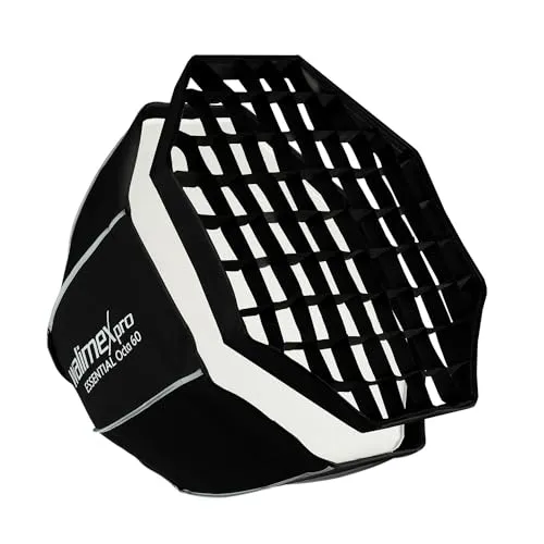 Walimex pro Essential Softbox Octagon 60cm - drehbar mit Grid - Softbox für optimale Lichtverteilung, drehbar für flexible Positionierung und inklusive Grid für gezielte Lichtführung.