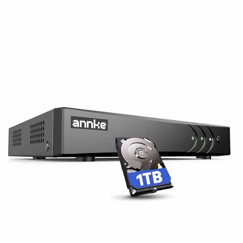 ANNKE 3K/5MP Lite 8 Kanal DVR Recorder mit AI Person- und Fahrzeugerkennung und1TB Festplatte, 5 in 1 Überwachungssystem H.265+ DVR Recorder für Analog/AHD/TVI/IP CCTV Kamera, 24/7 Aufzeichnung
