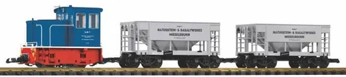 Piko G-Start Set Werkbahn Diesellok GE 25T mit 2 Schüttgutwagen 230V 37151