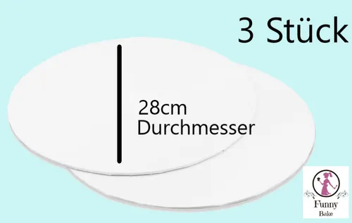 Tortenunterlage 28cm rund weiß 3St. im Set Cakecard Cakeboard Platte Unterlage