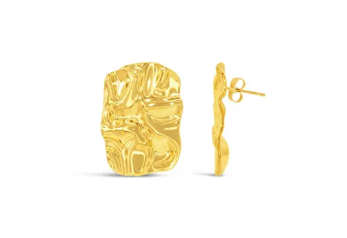 Ars-Argenti Paar Ohrhänger - Exklusive Statement Ohrringe 18K vergoldet - Ohrhänger in gehämmertem Design, vergoldet mit 18 Karat Gold, hypoallergen und langlebig. Exklusiver Echtschmuck, inspiriert von Weltmetropolen.