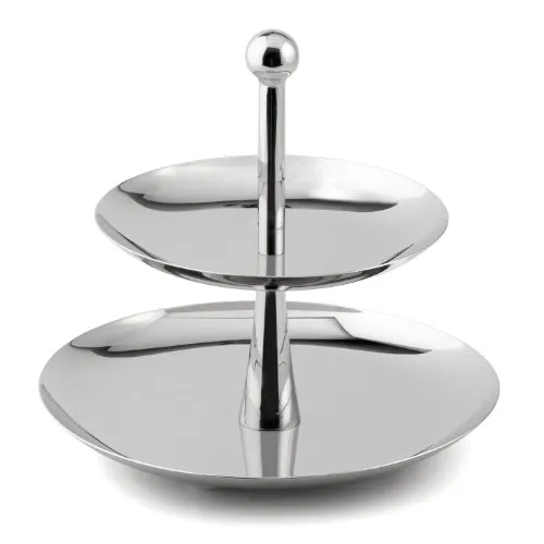 WEIS Etagere - Elegante Etagere aus hochglanzpoliertem Edelstahl, ideal zum Servieren von Snacks und Früchten. Mit gummierten Füßchen für sicheren Stand und langlebiger Bauweise, komplett auseinander schraubbar für einfache Lagerung.
