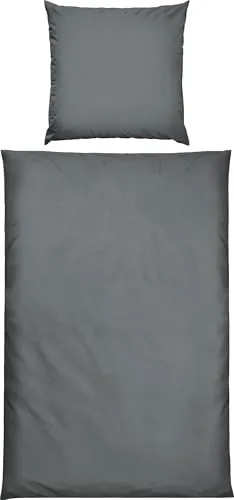Erwin Müller Bettwäsche Schwandorf Tencel™ Lyocell anthrazit 155x220 cm + 80x80 cm - Stilvolle Bettwäsche-Serie Schwandorf im eleganten Uni Design. Hochwertiges Material aus 100% Lyocell sorgt für ein angenehmes Schlafklima und ist pflegeleicht.