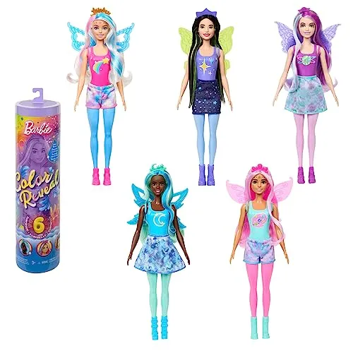 Barbie Color Reveal Rainbow Galaxy - Puppensortiment mit 6 Überraschungen - Puppen, 6 Überraschungen inklusive Farbwechseleffekt, ideal für kreativen Spielspaß ab 3 Jahren!