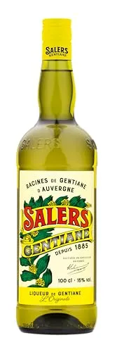 Salers Gentiane Liqueur I 1000 ml I 16% Volume I Gelber Enzian Likör aus Frankreich