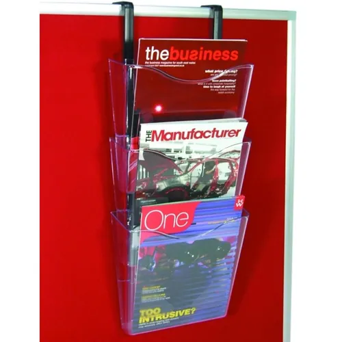 Deflecto Prospekthalter CP081YT DocuPockets - Wandprospekthalter für 3 x A4 - Praktischer Wandprospekthalter aus transparentem Kunststoff, ideal für die Präsentation von Informationen. Platz für 3 A4-Fächer, einfach an Türen oder Wänden anbringbar.