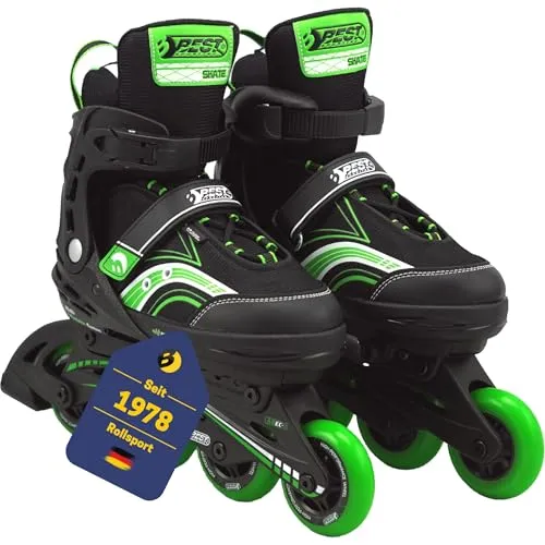 Best Sporting Inline Skates Kinder - Größenverstellbare Rollschuhe für Jugendliche - Laufschuhe für Kinder, 6-fach verstellbar für lange Nutzung, mit ABEC-5-Kugellager für angenehme Laufruhe und atmungsaktivem Mesh für hohen Tragekomfort.