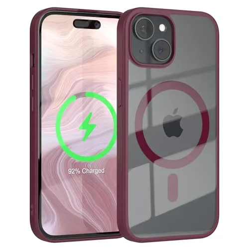 EAZY CASE Crystal TPU Hülle kompatibel mit iPhone 15 kompatibel mit Qi-Charging, Silikon mit Kameraschutz, Slimcover, Handyhülle, Silikonhülle, Backcover, Durchsichtig, Transparent/Beere