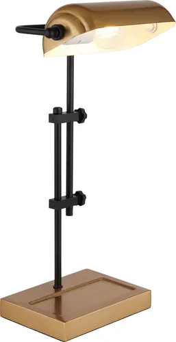 Elegante Tischleuchte Bankerleuchte in Gold und Schwarz - Tischleuchte im exklusiven Bankerleuchten-Design, höhenverstellbar und ideal für Wohnzimmer oder Büro. Hochwertige Metallverarbeitung in goldfarben und schwarz für einen luxuriösen Look.