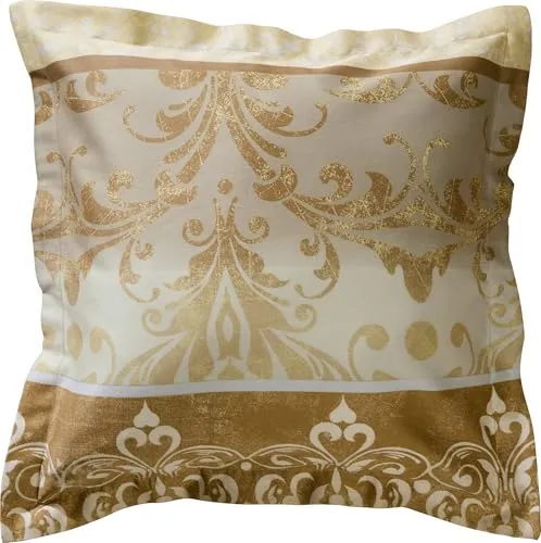 Erwin Müller Wende-Kuschelkissenbezug Mako-Satin orientalisch, beige Größe 40x40 cm - temperaturausgleichend, mit Reißverschluss