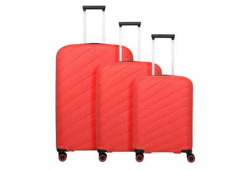 travelite Burano 4W Trolley-Set L/M/S - Raspberry Rot - Koffer-Set für Reisekomfort: Leichtlaufende Rollen, erweiterbarer Trolley M und robustes Design für jede Reise. Platzsparend ineinander stapelbar!
