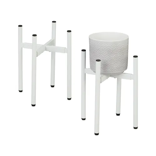 Relaxdays Pflanzenständer 2er Set - Verstellbare Breite für individuelle Pflanzengrößen - Blumentreppen aus stabiler Eisenkonstruktion, ideal für verschiedene Blumentopfformate - einfach verstellbar und montierbar, schickes Design für jedes Zimmer.