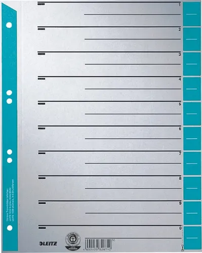 LEITZ Aktenordner Trennblätter A4 Taben farbig hellblau 230g/qm VE=25 Stück (4 Stück)