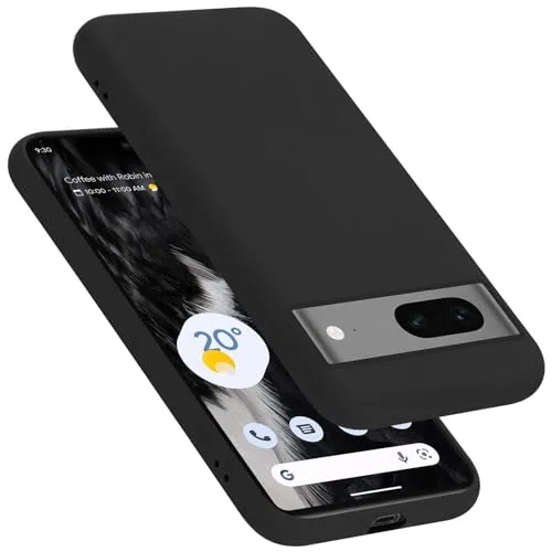 Cadorabo Hülle kompatibel mit Google Pixel 7 Hülle Silikon Handyhülle für Pixel 7 Case aus flüssigem Silikon- Kratzfeste und stoßfeste dünne TPU Schutzhülle - Liquid SCHWARZ