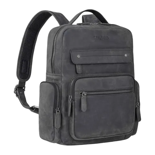 STILORD 'Edison' Leder Studenten-Rucksack - Laptop-Rucksack aus echtem Leder mit gepolstertem Fach für 13,5 Zoll Laptops, ideal für stilbewusste Studenten und Berufstätige.