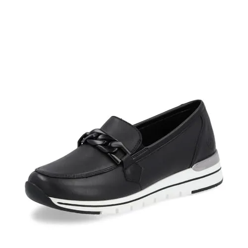 Remonte Damen Slipper R6711 - Elegante Slipper für Damen mit herausnehmbarer Innensohle, ideal für Büro und Freizeit. Bequeme Passform und stilvolles Design in Schwarz.