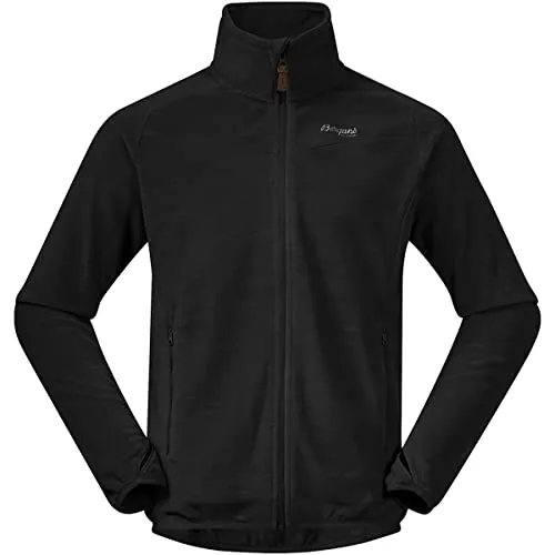 Bergans Hareid Fleece Jacket Nohood black (91) XL - Funktionsjacke für Herren aus hochwertigem Polartec-Fleece, bietet optimale Wärmeisolation und Bewegungsfreiheit. Nachhaltig gefertigt aus 61% recyceltem Material, ideal für Winteraktivitäten im Freien.