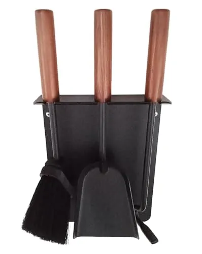 Schössmetall Kamingarnitur 3-TLG. schwarz/Griffe Buche GED. von Schössmetall