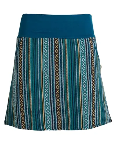 Vishes Damen Minirock Ethno-Style in Türkis I Größe XL (40-42) I Bequem & modisch für Alltag & Freizeit I 100% Baumwolle I Für warme & kalte Monate I Nachhaltige Alternative Bekleidung