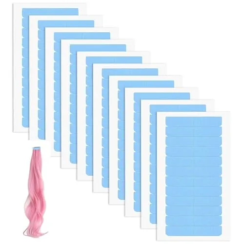 Tape Extensions Kleber, 120 Stück Hair Extension Tape Haarverlängerungsband, 4,0 cm x 0,8 cm Doppelseitiges Selbstklebendes Ersatzband für Echthaar-Tape-Tabs (Blau)