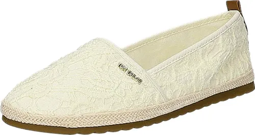 Tom Tailor Damen 7490090015 Flacher Slipper, Cream, 39 EU - Espadrilles für Damen mit bequemer Bastsohle und stilvoller Stickerei für einen lässigen Look.