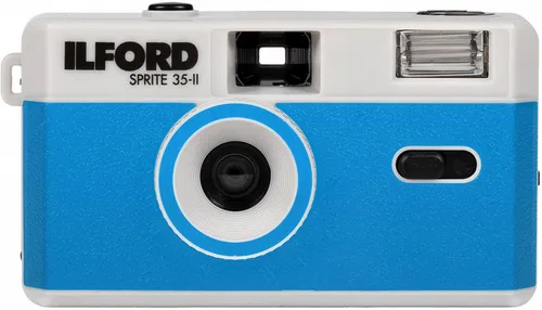 Ilford Sprite 35-II Kamera blau-silber - Analogkamera für Einsteiger, ideal für kreative Fotografie mit einfachem Handling und klassischem Design.