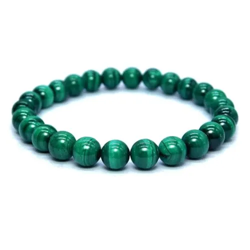 Joyas Minerales Malachit-Armband – 100% echte Natursteine | Bequem & elegant | Elastische koreanische Schnur | Inkl. Geschenkbox (Malachit, 6mm)