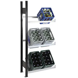 Schulte Anbauregal 37003-S für Getränkekisten, 3 Ebenen - Robustes Getränkekistenregal mit 3 höhenverstellbaren Ebenen, max. Tragkraft 60 kg pro Ebene. Ideal für übersichtliche Lagerung von Getränkekisten und Flaschen. Made in Germany, einfache Montage.